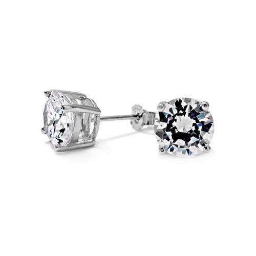 Round CZ Sterling Silver Studs - Multiple Sizes