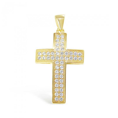 OT3-64918 CZ Pave Cross Pendant Gold