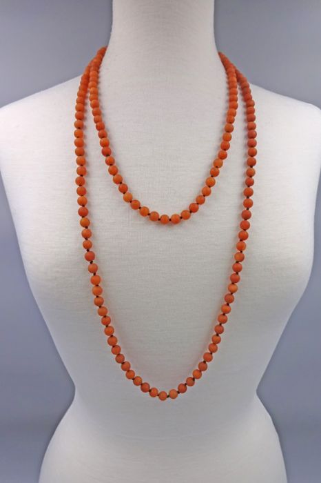 8mm 60" Red Aventurine Matte Necklace