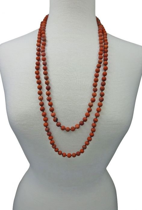 8mm 60" Red Jasper Matte Necklace