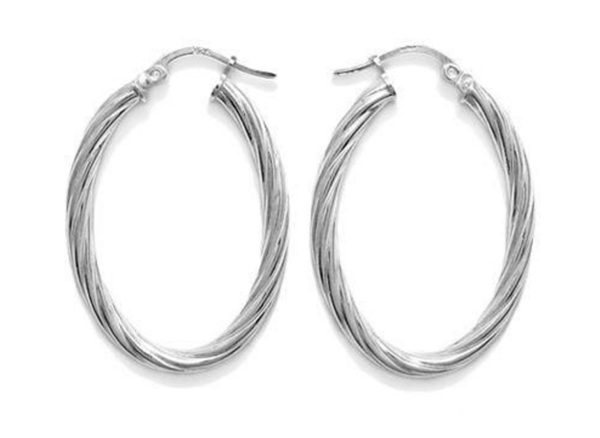 Oval Twist Hoop Earrings 30mm Wide