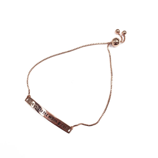 Adjustable Love You to the Moon and Back Bar Rose Gold