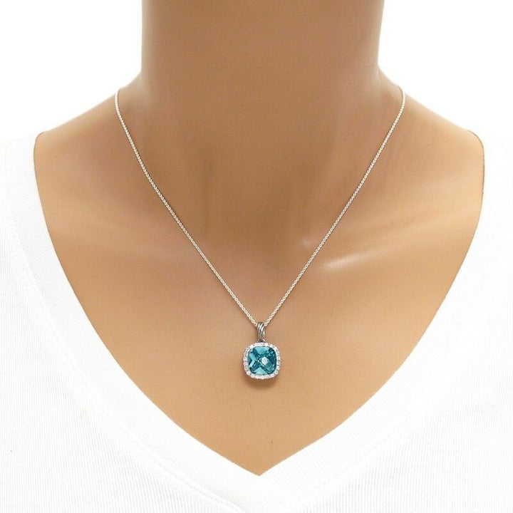 2451860 Square CZ Pendant with Halo