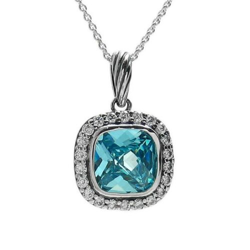2451860 Square CZ Pendant with Halo