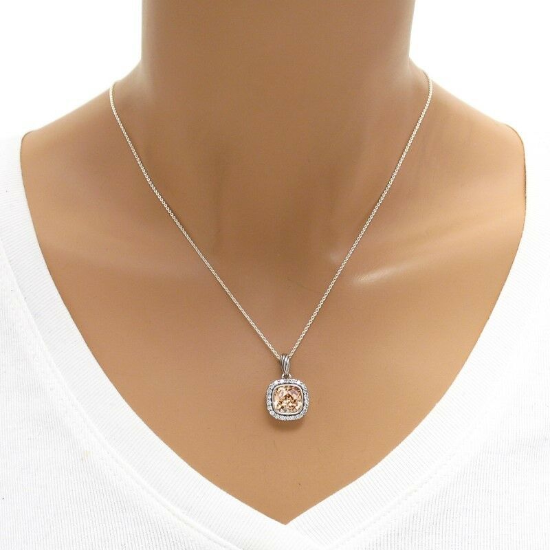 2451860 Square CZ Pendant with Halo