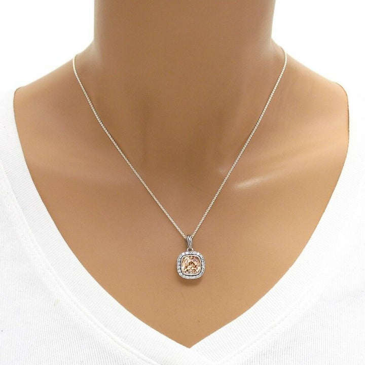 2451860 Square CZ Pendant with Halo