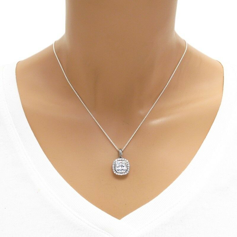 2451860 Square CZ Pendant with Halo