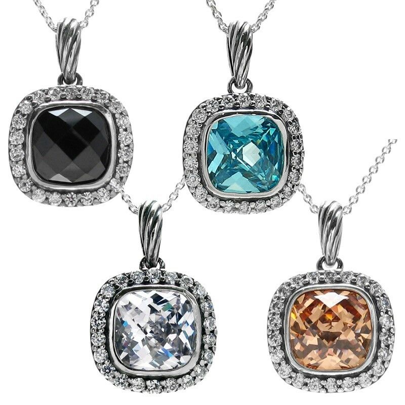 2451860 Square CZ Pendant with Halo