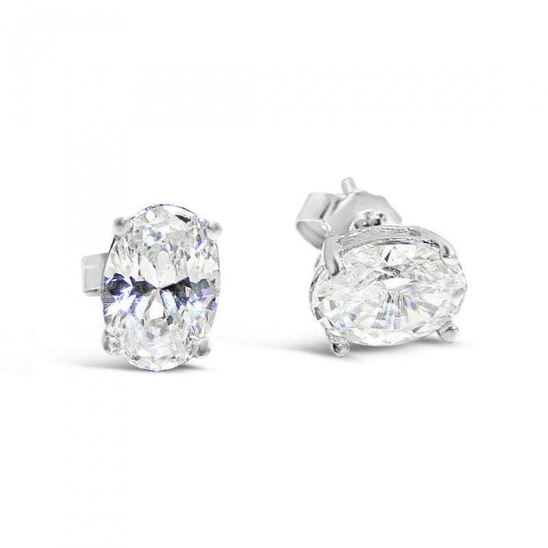 Oval CZ Sterling Silver Studs