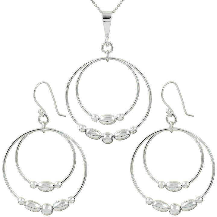 Double Hoop Oval Bead Earrings