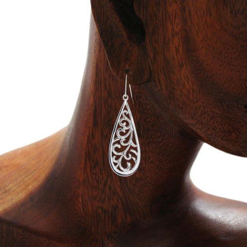 5-1205 Large Leaf Filigree French Wire Earrings