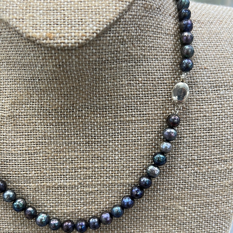 6mm Peacock Facet Cut Pearl Necklace