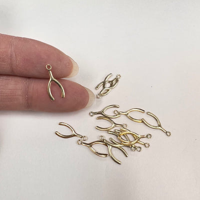CH38 Wishbone 6.5mm wide GF Charm (Pack of 3)