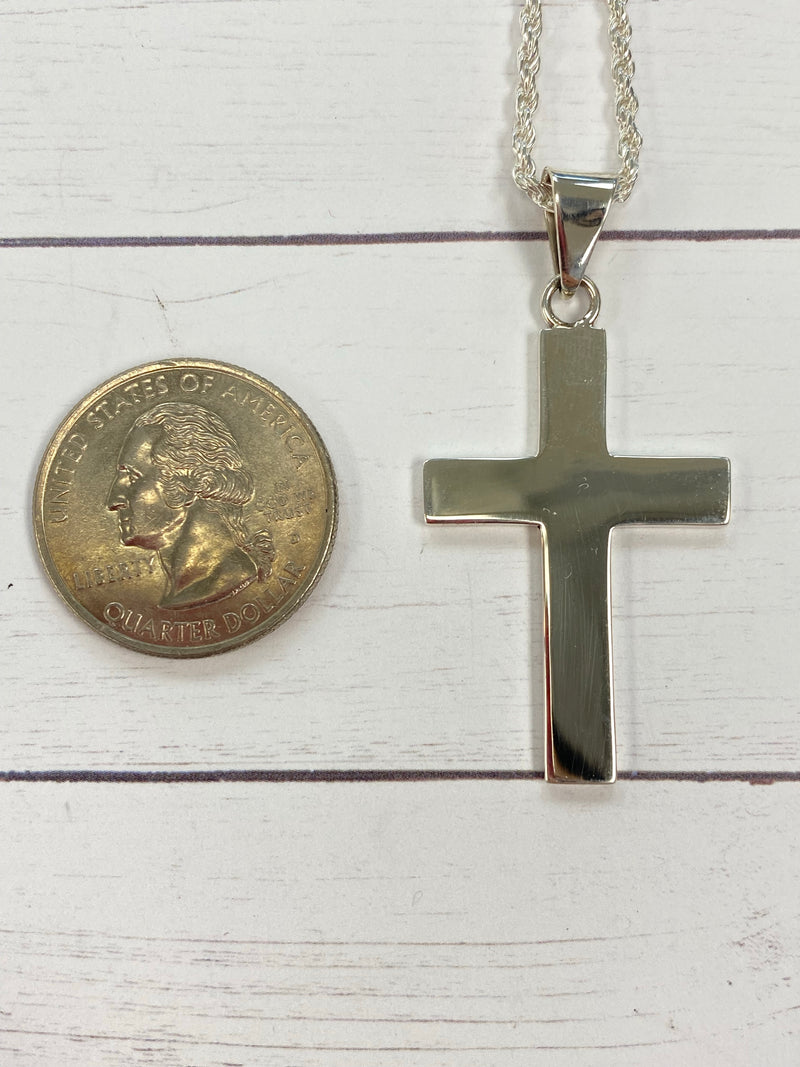 24x36 Large Unisex Sterling Silver Cross