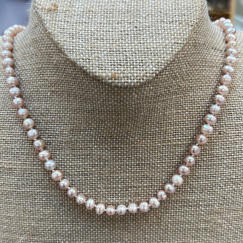 FINAL SALE - Rose Pink 5-5.5mm Pearl Necklace