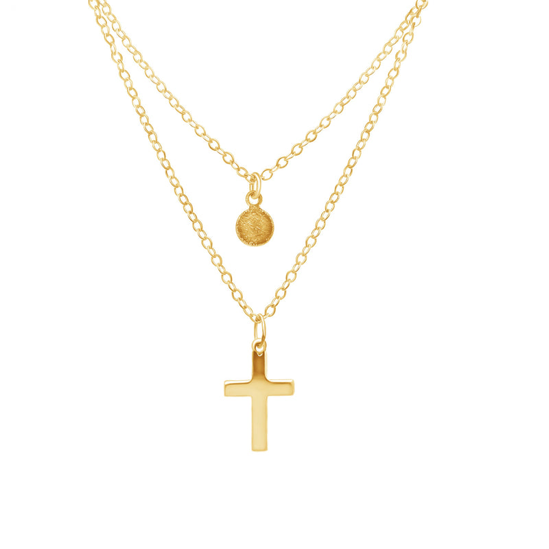 Gold Filled Layered Cross Necklace