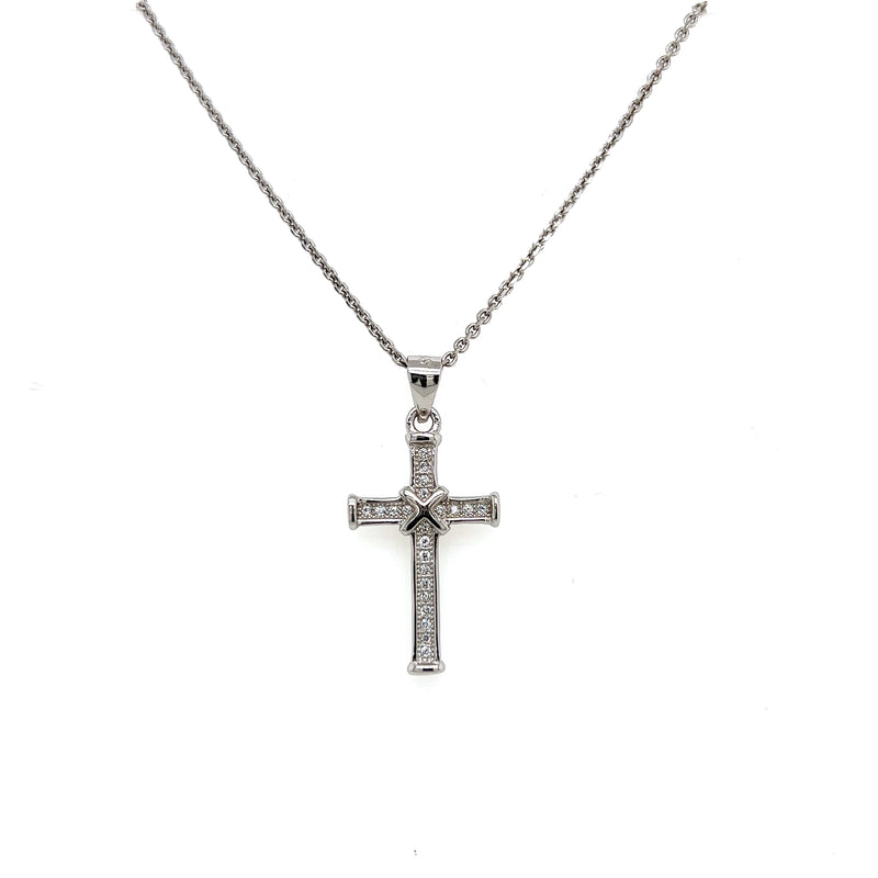 18” CZ Cross Necklace