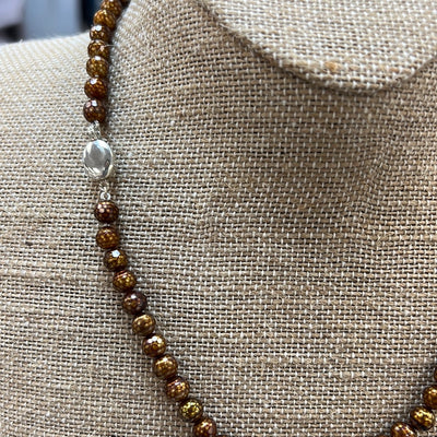 6mm Copper Facet Cut Pearl Necklace