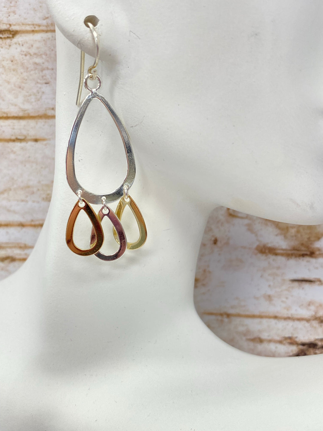 154190 Two Tone Teardrop Earrings