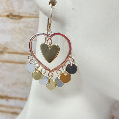 Two Tone Heart Earrings