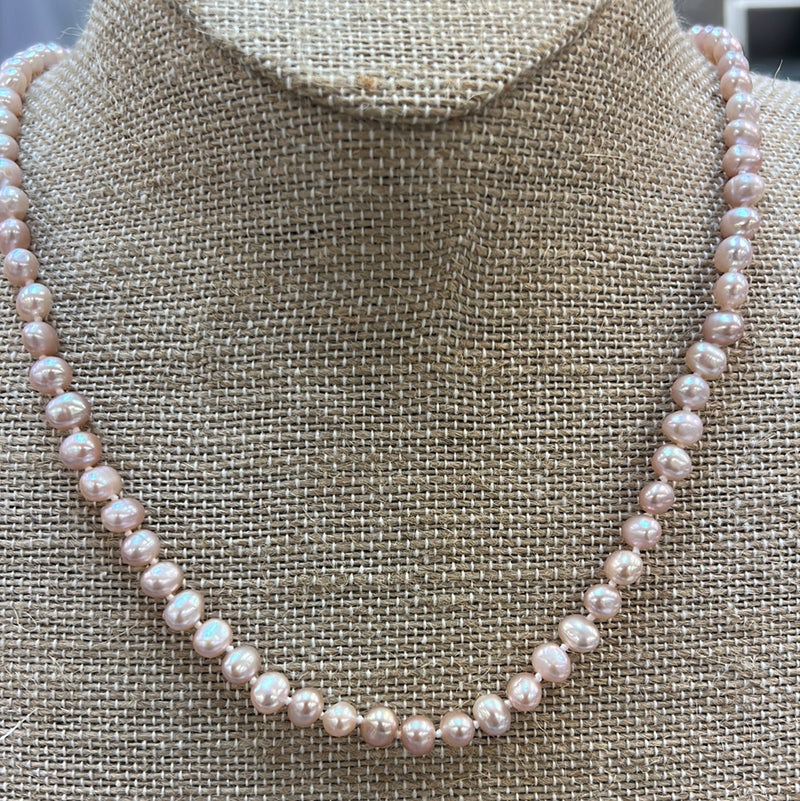FINAL SALE - Rose Pink 5-5.5mm Pearl Necklace