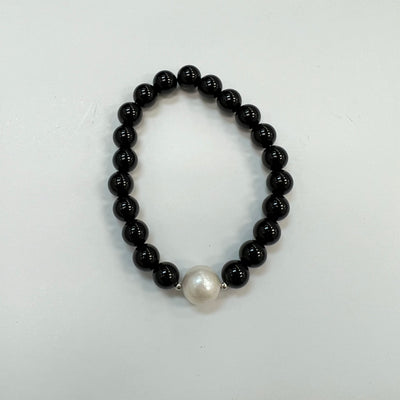 Stretch Bracelet with Pearl Center Stone