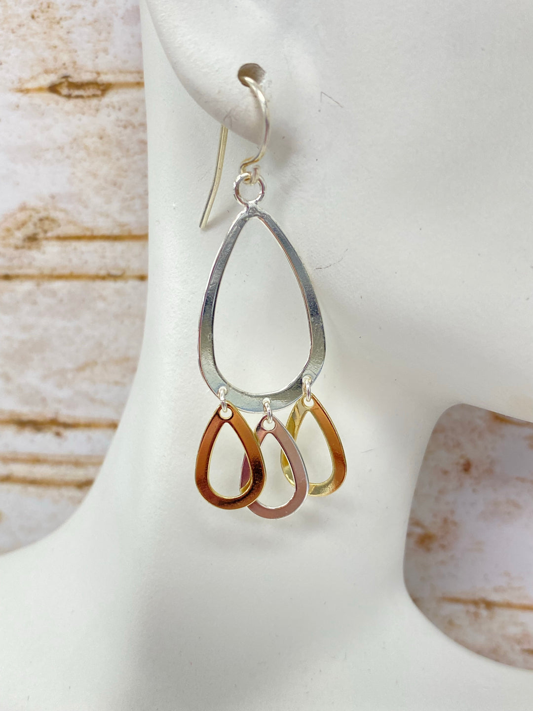 154190 Two Tone Teardrop Earrings