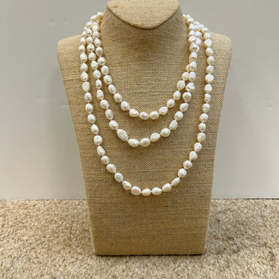 9-10mm Irregular Freshwater Pearl Knotted 60” Necklace