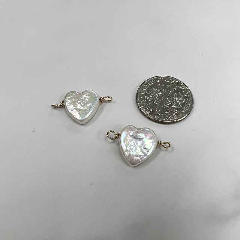 Heart 10mm Wide Freshwater Pearl Connecters 