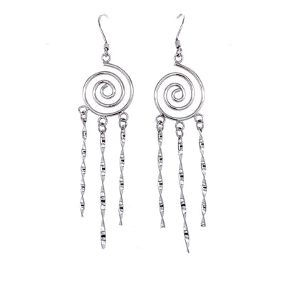 OT3-29644 Spiral Chandelier Earrings Rhodium