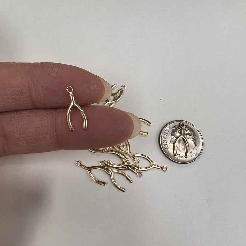 CH38 Wishbone 6.5mm wide GF Charm (Pack of 3)