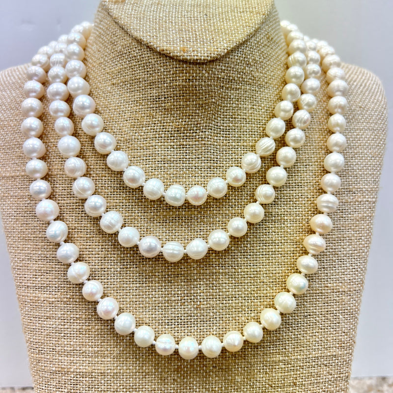 9-10mm Freshwater Pearl Knotted 60” Necklace