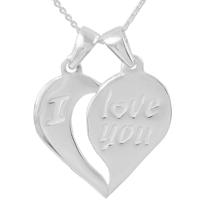 2 Piece Break Apart - "I love you" Heart Couple Friendship Pendant - Net