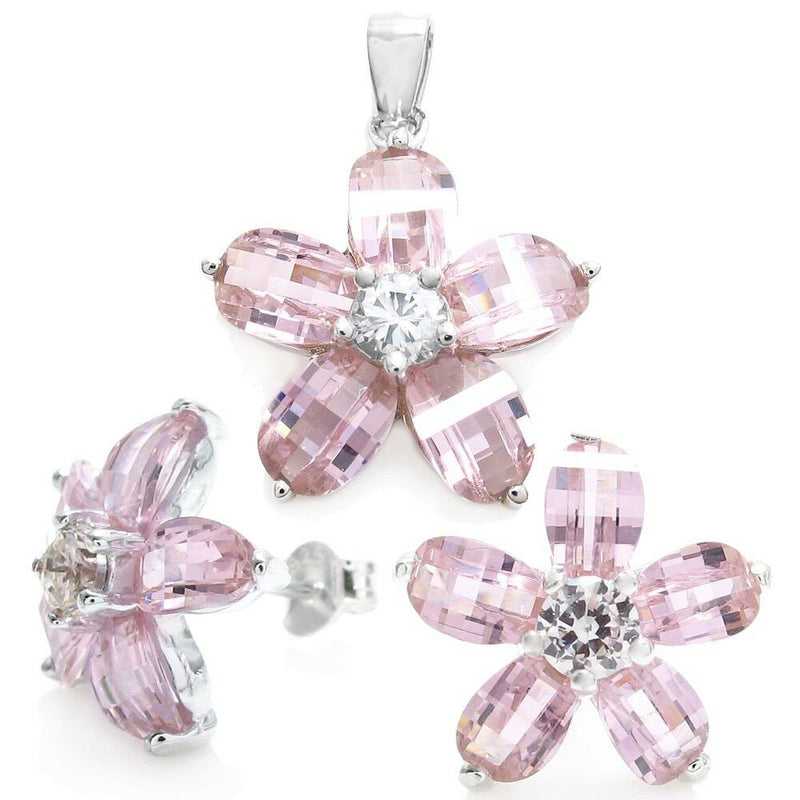FINAL SALE 10.75 Carat Pink CZ Flower Pendant