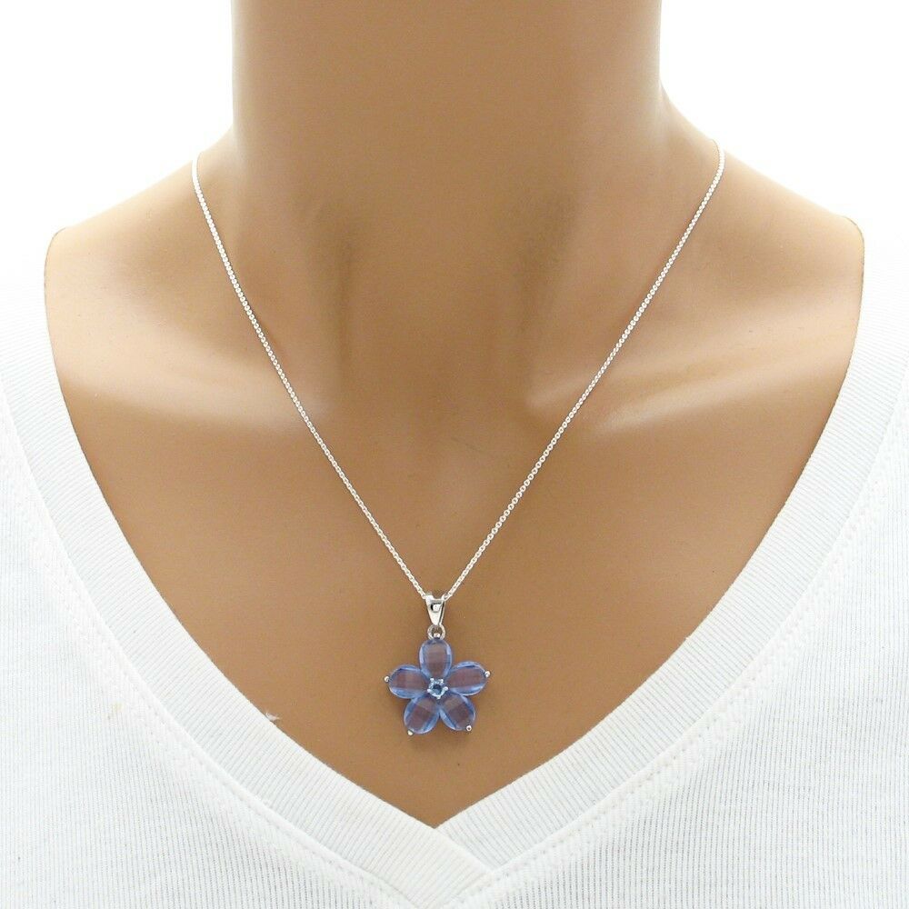FINAL SALE .35 Carat Pink or Blue CZ Flower Pendant
