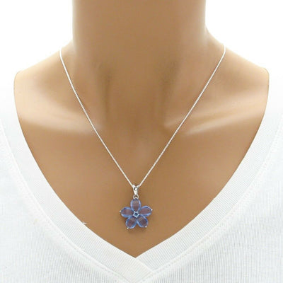 FINAL SALE .35 Carat Pink or Blue CZ Flower Pendant