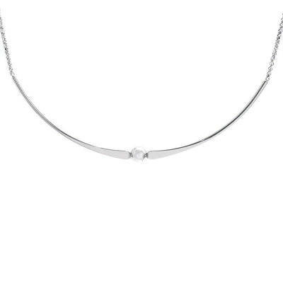Italian Silver Bead and Flat Arch Pendant and Necklace