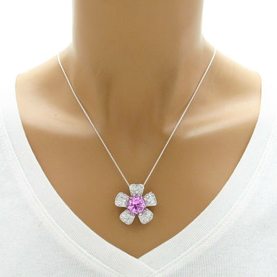 FINAL SALE 4.4 Carat Pink CZ Flower Pendant