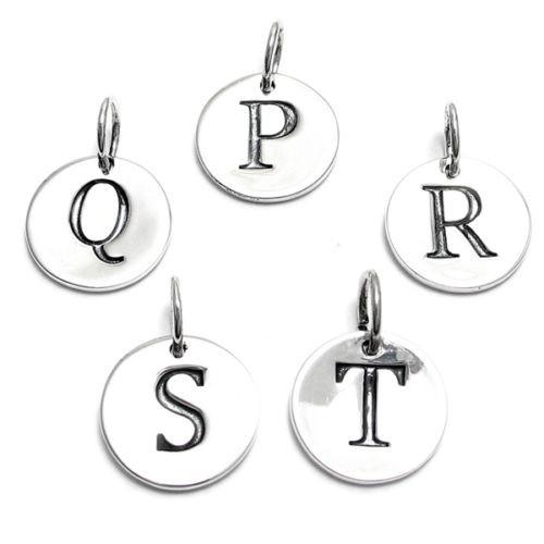 CH64 - 12.5mm Round Stamped Initial Sterling Silver Charms