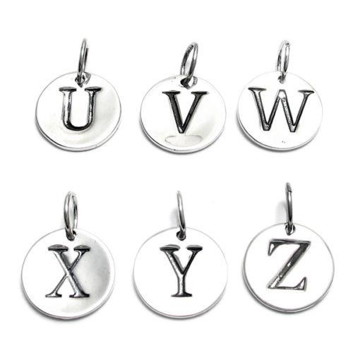 CH64 - 12.5mm Round Stamped Initial Sterling Silver Charms