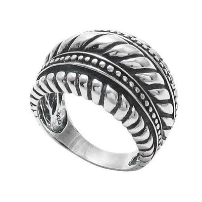 Extraordinary Studded and Twisted Rope Ring