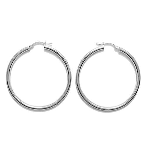 3mm Thick Round Sterling Silver Hoops